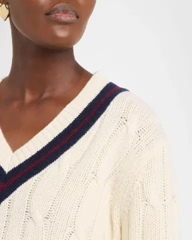 Nili Lotan Fabiana Cable-Knit V-Neck Sweater | Thumbnail 5 Nili Lotan Fabiana Cable-Knit V-Neck Sweater | Thumbnail 5