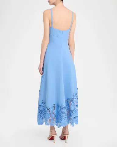 Oscar de la Renta Sleeveless Porcelain Flowers Lace Midi Day Dress | Thumbnail 3 Oscar de la Renta Sleeveless Porcelain Flowers Lace Midi Day Dress | Thumbnail 3