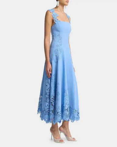 Oscar de la Renta Sleeveless Porcelain Flowers Lace Midi Day Dress | Thumbnail 7 Oscar de la Renta Sleeveless Porcelain Flowers Lace Midi Day Dress | Thumbnail 7