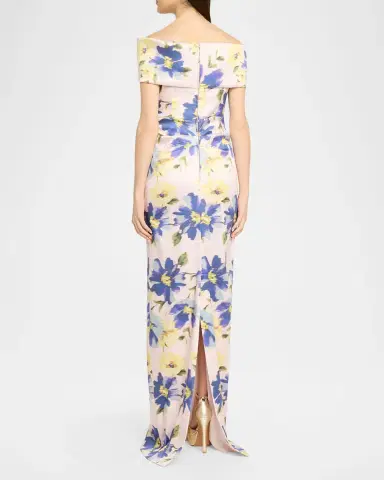 Rickie Freeman for Teri Jon Floral-Print Mikado Column Gown | Thumbnail 3 Rickie Freeman for Teri Jon Floral-Print Mikado Column Gown | Thumbnail 3