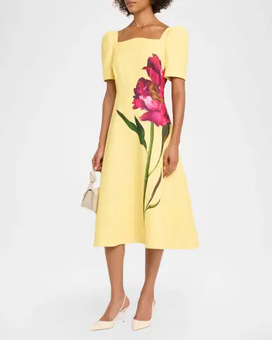 Rickie Freeman for Teri Jon Floral-Print Scuba Midi Dress | Thumbnail 4 Rickie Freeman for Teri Jon Floral-Print Scuba Midi Dress | Thumbnail 4