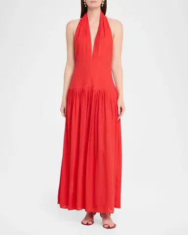 Proenza Schouler Tala Halter Viscose Georgette Dress | Thumbnail 2 Proenza Schouler Tala Halter Viscose Georgette Dress | Thumbnail 2