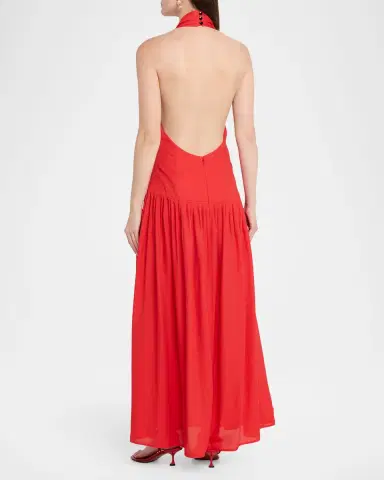 Proenza Schouler Tala Halter Viscose Georgette Dress | Thumbnail 3 Proenza Schouler Tala Halter Viscose Georgette Dress | Thumbnail 3