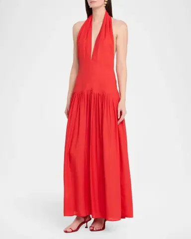 Proenza Schouler Tala Halter Viscose Georgette Dress | Thumbnail 4 Proenza Schouler Tala Halter Viscose Georgette Dress | Thumbnail 4