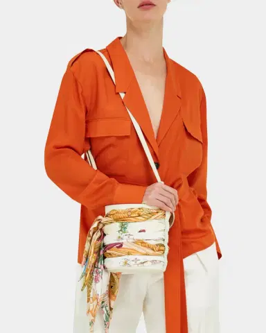Ferragamo Scarf-Wrapped Leather Bucket Bag | Thumbnail 2 Ferragamo Scarf-Wrapped Leather Bucket Bag | Thumbnail 2