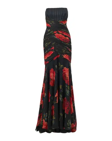 Carolina Herrera Floral Chiffon Strapless Corset Gown | Thumbnail 1 Carolina Herrera Floral Chiffon Strapless Corset Gown | Thumbnail 1