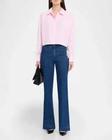 TANYA TAYLOR Largaux Feathered Button-Front Shirt | Thumbnail 2 TANYA TAYLOR Largaux Feathered Button-Front Shirt | Thumbnail 2