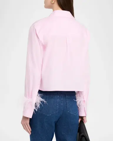 TANYA TAYLOR Largaux Feathered Button-Front Shirt | Thumbnail 3 TANYA TAYLOR Largaux Feathered Button-Front Shirt | Thumbnail 3