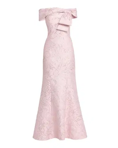 Rickie Freeman for Teri Jon Metallic Jacquard Off-Shoulder Column Gown | Thumbnail 1 Rickie Freeman for Teri Jon Metallic Jacquard Off-Shoulder Column Gown | Thumbnail 1