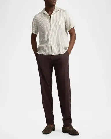 Onia Men's Stretch Linen Flat-Front Trousers | Thumbnail 2 Onia Men's Stretch Linen Flat-Front Trousers | Thumbnail 2