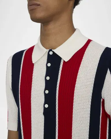 Thom Browne Men's Cashmere Shadow Stripe Knit Polo Shirt | Thumbnail 5 Thom Browne Men's Cashmere Shadow Stripe Knit Polo Shirt | Thumbnail 5
