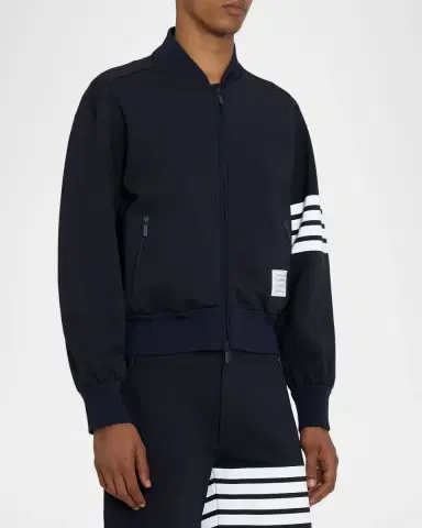 Thom Browne Men's 4-Bar Full-Zip Bomber Jacket | Thumbnail 4 Thom Browne Men's 4-Bar Full-Zip Bomber Jacket | Thumbnail 4
