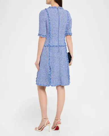 Rickie Freeman for Teri Jon Frayed-Trim Woven Tweed Dress | Thumbnail 3 Rickie Freeman for Teri Jon Frayed-Trim Woven Tweed Dress | Thumbnail 3