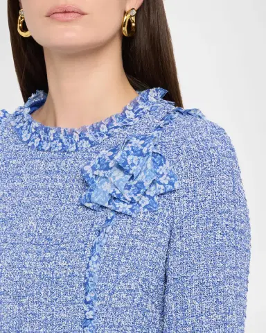 Rickie Freeman for Teri Jon Frayed-Trim Woven Tweed Dress | Thumbnail 5 Rickie Freeman for Teri Jon Frayed-Trim Woven Tweed Dress | Thumbnail 5
