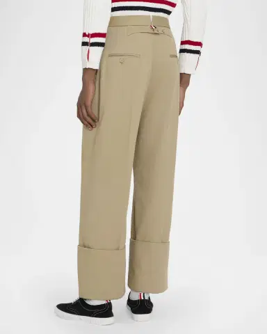 Thom Browne Men's Cotton High-Rise Pleated Wide Leg Trousers | Thumbnail 2 Thom Browne Men's Cotton High-Rise Pleated Wide Leg Trousers | Thumbnail 2