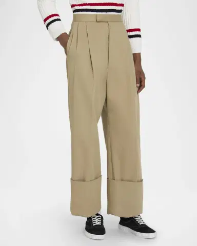Thom Browne Men's Cotton High-Rise Pleated Wide Leg Trousers | Thumbnail 3 Thom Browne Men's Cotton High-Rise Pleated Wide Leg Trousers | Thumbnail 3