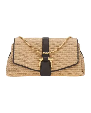 Ferragamo Leather-Trim Raffia Crossbody Bag | Thumbnail 1 Ferragamo Leather-Trim Raffia Crossbody Bag | Thumbnail 1