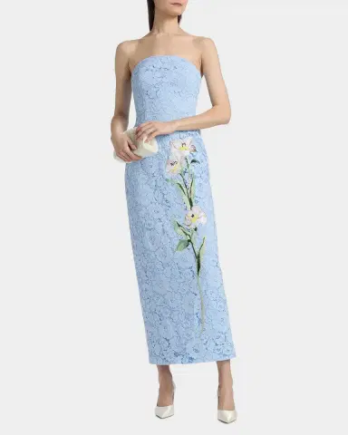 Milly Dolores Strapless Floral Lace Midi Dress | Thumbnail 2 Milly Dolores Strapless Floral Lace Midi Dress | Thumbnail 2