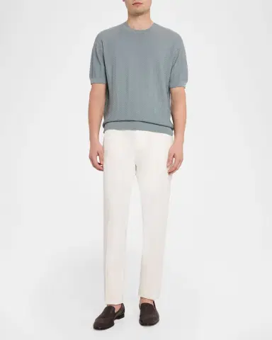 Emporio Armani Men's Cotton and Silk Flat Front Trousers | Thumbnail 2 Emporio Armani Men's Cotton and Silk Flat Front Trousers | Thumbnail 2