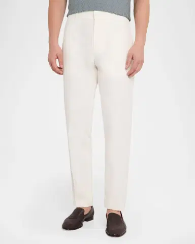 Emporio Armani Men's Cotton and Silk Flat Front Trousers | Thumbnail 4 Emporio Armani Men's Cotton and Silk Flat Front Trousers | Thumbnail 4