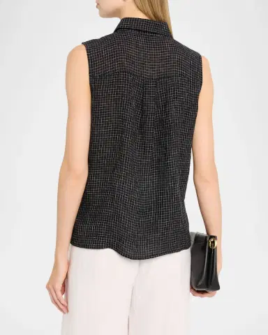Eileen Fisher Crinkled Organic Linen Grid Shirt | Thumbnail 3 Eileen Fisher Crinkled Organic Linen Grid Shirt | Thumbnail 3