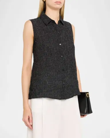 Eileen Fisher Crinkled Organic Linen Grid Shirt | Thumbnail 4 Eileen Fisher Crinkled Organic Linen Grid Shirt | Thumbnail 4