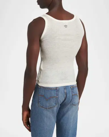 Versace Men's Ribbed Wool Tank Top | Thumbnail 3 Versace Men's Ribbed Wool Tank Top | Thumbnail 3
