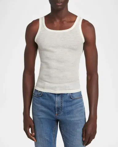 Versace Men's Ribbed Wool Tank Top | Thumbnail 4 Versace Men's Ribbed Wool Tank Top | Thumbnail 4