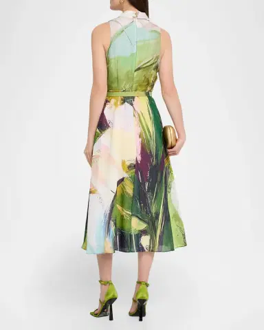 Rickie Freeman for Teri Jon Sleeveless Abstract-Print Midi Shirtdress | Thumbnail 3 Rickie Freeman for Teri Jon Sleeveless Abstract-Print Midi Shirtdress | Thumbnail 3