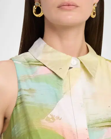 Rickie Freeman for Teri Jon Sleeveless Abstract-Print Midi Shirtdress | Thumbnail 5 Rickie Freeman for Teri Jon Sleeveless Abstract-Print Midi Shirtdress | Thumbnail 5