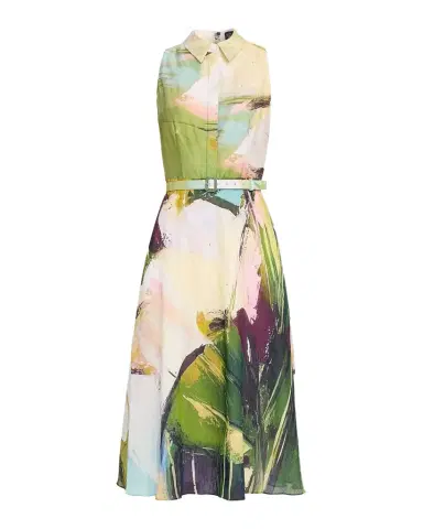 Rickie Freeman for Teri Jon Sleeveless Abstract-Print Midi Shirtdress | Thumbnail 1 Rickie Freeman for Teri Jon Sleeveless Abstract-Print Midi Shirtdress | Thumbnail 1