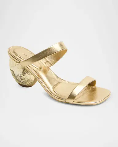 SIMKHAI 75mm Marion Metallic Leather Oyster Mule Sandals | Thumbnail 2 SIMKHAI 75mm Marion Metallic Leather Oyster Mule Sandals | Thumbnail 2