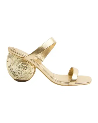 SIMKHAI 75mm Marion Metallic Leather Oyster Mule Sandals | Thumbnail 1 SIMKHAI 75mm Marion Metallic Leather Oyster Mule Sandals | Thumbnail 1