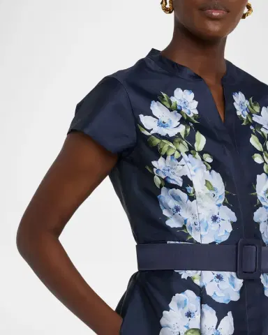 Sachin & Babi Marta Belted Floral-Print Mikado Shirt Gown | Thumbnail 5 Sachin & Babi Marta Belted Floral-Print Mikado Shirt Gown | Thumbnail 5
