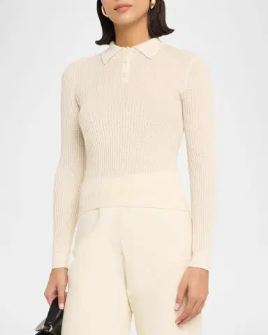Guest in Residence Shrunken Long-Sleeve Cashmere Polo | Thumbnail 4 Guest in Residence Shrunken Long-Sleeve Cashmere Polo | Thumbnail 4
