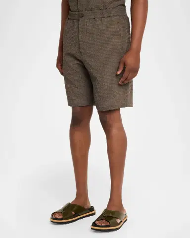 Emporio Armani Men's Geometric Textured Flat-Front Shorts | Thumbnail 4 Emporio Armani Men's Geometric Textured Flat-Front Shorts | Thumbnail 4