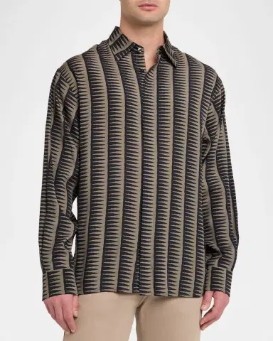 Emporio Armani Men's Jagged Edge Stripe Sport Shirt | Thumbnail 4 Emporio Armani Men's Jagged Edge Stripe Sport Shirt | Thumbnail 4