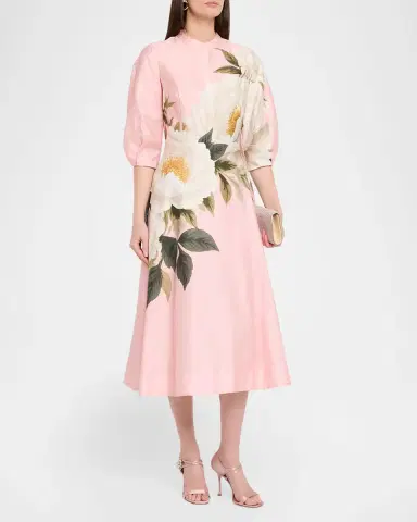 Rickie Freeman for Teri Jon Floral-Print Cotton Midi Shirtdress | Thumbnail 4 Rickie Freeman for Teri Jon Floral-Print Cotton Midi Shirtdress | Thumbnail 4