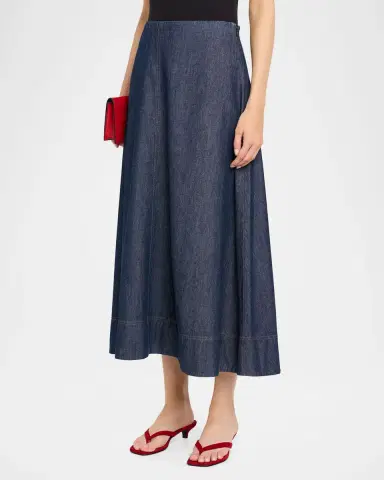 Eileen Fisher Organic Cotton Denim Midi Skirt | Thumbnail 4 Eileen Fisher Organic Cotton Denim Midi Skirt | Thumbnail 4