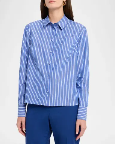 Maison Common Striped Cotton Poplin Button-Down Shirt | Thumbnail 4 Maison Common Striped Cotton Poplin Button-Down Shirt | Thumbnail 4