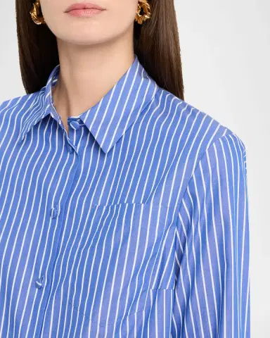 Maison Common Striped Cotton Poplin Button-Down Shirt | Thumbnail 5 Maison Common Striped Cotton Poplin Button-Down Shirt | Thumbnail 5
