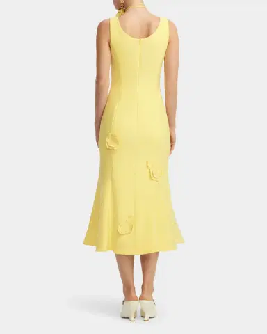 LEO LIN Emily Floral Applique Trumpet Midi Dress | Thumbnail 3 LEO LIN Emily Floral Applique Trumpet Midi Dress | Thumbnail 3