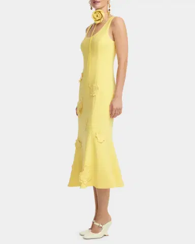 LEO LIN Emily Floral Applique Trumpet Midi Dress | Thumbnail 7 LEO LIN Emily Floral Applique Trumpet Midi Dress | Thumbnail 7