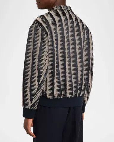 Emporio Armani Men's Stripe Jagged-Edge Bomber Jacket | Thumbnail 3 Emporio Armani Men's Stripe Jagged-Edge Bomber Jacket | Thumbnail 3