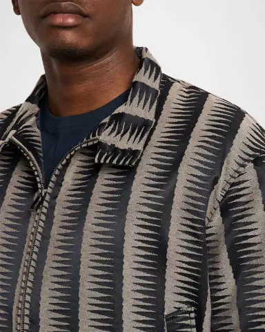 Emporio Armani Men's Stripe Jagged-Edge Bomber Jacket | Thumbnail 5 Emporio Armani Men's Stripe Jagged-Edge Bomber Jacket | Thumbnail 5