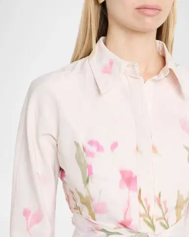 Rickie Freeman for Teri Jon Floral-Print Taffeta Midi Shirtdress | Thumbnail 5 Rickie Freeman for Teri Jon Floral-Print Taffeta Midi Shirtdress | Thumbnail 5