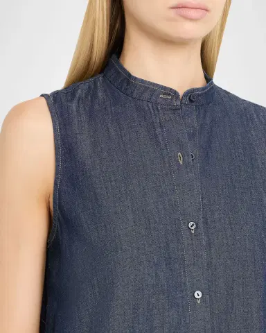 Eileen Fisher Sleeveless Organic Cotton Denim Mini Dress | Thumbnail 5 Eileen Fisher Sleeveless Organic Cotton Denim Mini Dress | Thumbnail 5