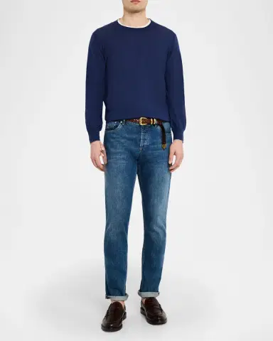 Brunello Cucinelli Men's Cashmere Knit Crewneck Sweater | Thumbnail 2 Brunello Cucinelli Men's Cashmere Knit Crewneck Sweater | Thumbnail 2