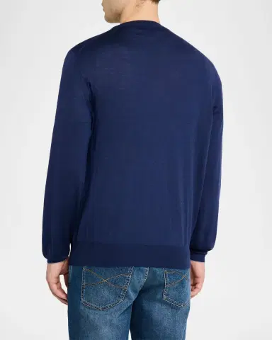 Brunello Cucinelli Men's Cashmere Knit Crewneck Sweater | Thumbnail 3 Brunello Cucinelli Men's Cashmere Knit Crewneck Sweater | Thumbnail 3