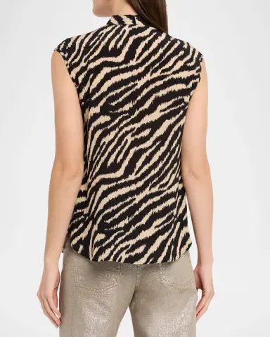 Maison Common Animal-Print Silk Sleeveless Blouse | Thumbnail 3 Maison Common Animal-Print Silk Sleeveless Blouse | Thumbnail 3